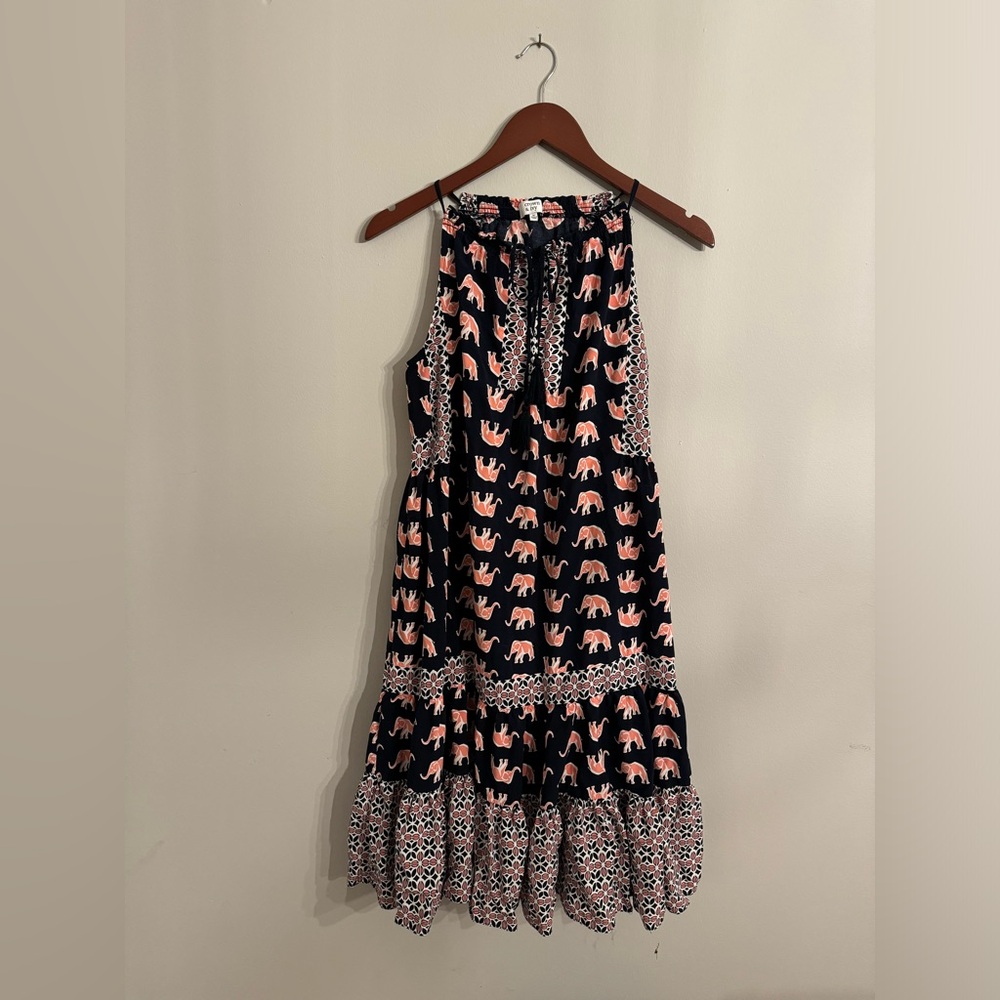 Navy, Pink & White elephant dress